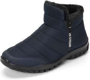 Зимние мужские ботинки, снегоступы, высокие, с теплой меховой подкладкой, водонепроницаемые, утепленные, для холодной погоды, противоскользящие, для походов на открытом воздухе и работы, удобные, широкого размера, зимняя обувь Qacksv, темно-синий