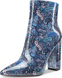 Женские ботильоны Aachcol, короткие ботинки с заостренным носком, на каблуке, на толстом высоком каблуке, с лаковой отделкой и молнией, 10 см, Multicolor K