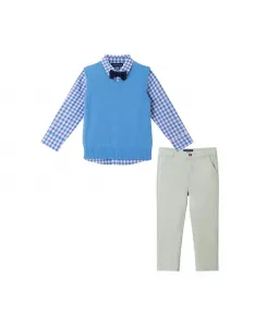 Комплект из рубашки с длинными рукавами и брюк на пуговицах для мальчиков/детей Andy & Evan, синий