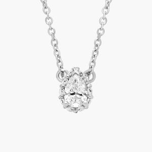 Подвеска «Скрытый ореол» в форме груши из 14-каратного белого золота (1/4 карата) Blue Nile