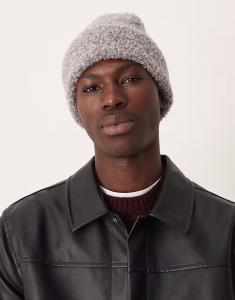 Вязаная шапка-бини из трикотажной пряжи букле серого цвета Asos Design