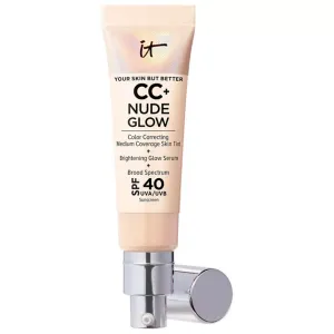 Cc+ nude glow легкая тональная основа + сыворотка для сияния с spf 40 и ниацинамидом It Cosmetics, цвет light