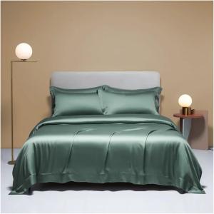 Generic Комплект постельного белья из шелка зеленого цвета