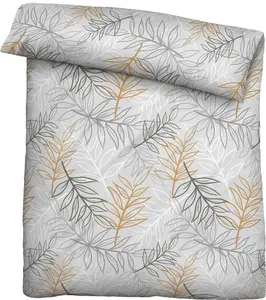 Комплект постельного белья из жатого хлопка с рисунком листьев, размер 135x200/80x80 см, цвет "Штормовой серый" Biberna
