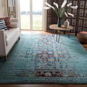 Ковер SAFAVIEH, 305 x 427 см, Monaco Collection, Blue & Multi, богемный абстрактный дистресс-дизайн, без линьки и простой в уходе, идеален для помещений с высокой проходимостью в гостиной, спальне (MNC208J)
