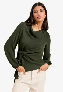 Блузка прямого кроя с длинными рукавами и завязками по бокам. Friends Like These, Khaki Green