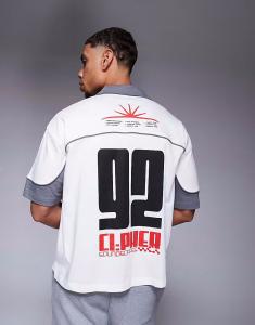 Коричневое поло свободного кроя с короткими рукавами и принтом города ASOS DESIGN