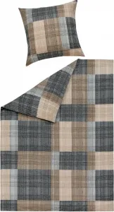 Постельное белье из поликоттона - 135 x 200 см - Коричневый - Серый - с застежкой-молнией - Клетчатый узор HPI Home Product Import GmbH