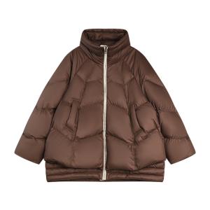 Пуховик женский с воротником стойкой, умеренно объемный ELLE, coffee