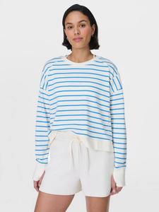 Укороченная толстовка из органической хлопковой смеси в полоску после занятий Sweaty Betty, цвет Tidal Blue/Multi