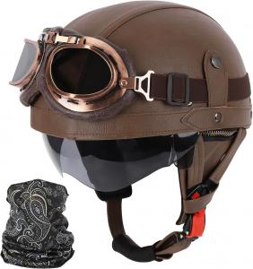 Шлем мотоциклетный кожаный HCHKSDBCK ZGMZLBBD, коричневый