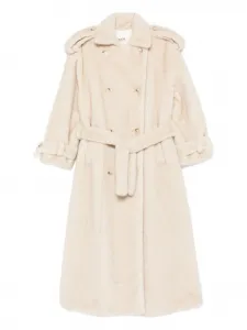 Двубортное пальто из искусственного меха Thalia Ducie, нейтральный