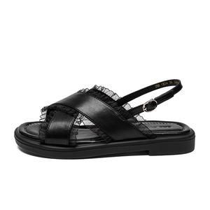 ZHR Женские сандалии на одной застежке черные, цвет Black
