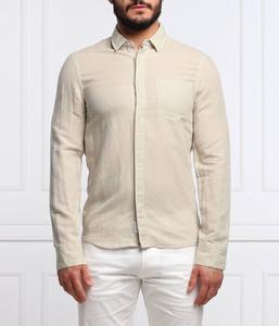 Рубашка мужская Calvin Klein облегающего кроя из хлопка и льна, бежевый