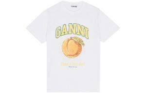 Футболка с принтом логотипа GANNI, белая