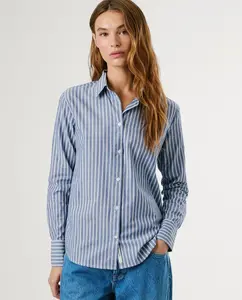 Женская рубашка приталенного кроя с полосатым принтом Pepe Jeans, синий/белый