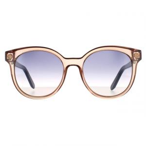 Овальные женские светло-серые солнцезащитные очки телесного цвета с градиентом и кристаллами Salvatore Ferragamo, бежевый