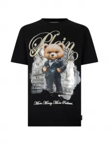 Футболка с круглым вырезом и принтом из страз Philipp Plein, черный