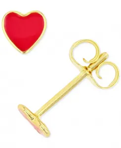 Серьги-Гвоздики в форме сердца из стерлингового серебра или 14-каратного золота поверх стерлингового серебра Macy'S, gold