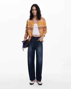 Женский кардиган в полоску с молнией и капюшоном Desigual, оранжевый