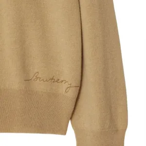 Джемпер из кашемира с вышитым логотипом Burberry, бежевый
