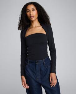 Женская блузка с квадратным вырезом и длинными рукавами Kenneth Cole, Black