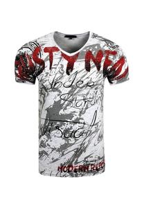 Футболка с изысканным узором из стразов RUSTY NEAL, серый