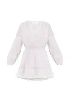 Плиссированное мини-платье Winfrey с кружевной отделкой Loveshackfancy, розовый