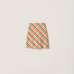 Юбка с диагональной клеткой MIU MIU, красный/зеленый