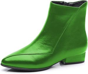 Женские ботильоны YDN с заостренным носком, плоской подошвой, боковой молнией и низким каблуком, удобные повседневные ботинки, размеры 4-15 US, Green