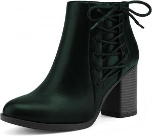 Женские утепленные ботильоны YDN с толстым каблуком, на щиколотку, Челси с шнуровкой/ремешками с пряжкой и молнией, повседневная обувь для осени и зимы, размеры 4-15 US, Dark Green