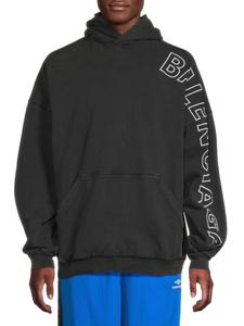 Толстовка с капюшоном из хлопка с графическим принтом большого размера Balenciaga, цвет Washed Black