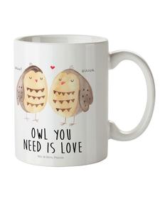 Детская кружка с изображением совы и надписью белого цвета Mr. & Mrs. Panda