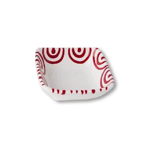 Квадратная миска с красным пламенем 9x9x3,4 см Gmundner Keramik, бело-красный