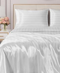 Комплект постельного белья из атласа и дамаска, 4 предмета, размер полный Juicy Couture, Brilliant white