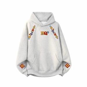 Толстовка Unisex Hooded Moderate Heavyweight HUANQIU, белый heather серый (fleece-lined)