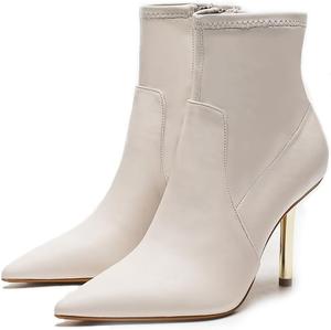 Generic Ботильоны TOVVIA из искусственной кожи с заостренным носком и каблуком-стилет, минималистичные ботильоны с молнией, классические черные ботинки для офиса, повседневной носки и вечеринок