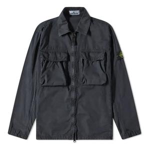 Куртка brushed cotton 2-pocket shirt jacket 'charcoal' Stone Island, черный