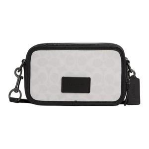 COACH Кожаная кожаная сумка кроссбод малая мужская бело-черная