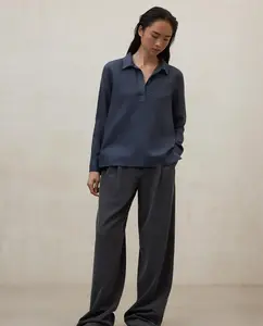 Женская блузка с V-образным вырезом Ecoalf, темно-синий