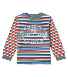 Топ из полосатой хлопковой джерси с логотипом Stella McCartney Kids, Colourful