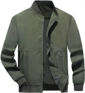 Куртка-бомбер XUNRYAN для мужчин, водонепроницаемая куртка, повседневная ветровка, легкая хлопковая куртка на молнии, спортивная куртка с карманами, зеленый