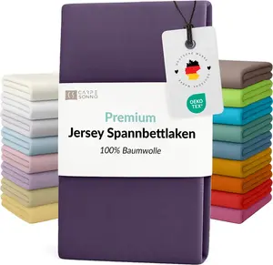 Простыня на резинке Mako Jersey 90x200 - 100x200 из 100% хлопка, фиолетового цвета Carpe Sonno