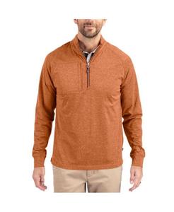 Мужской пуловер Adapt Eco Knit Heather с застежкой-молнией до четверти длины Cutter & Buck, Texas orange heather