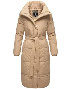 Стеганое пальто Наваху "Миренаа", стильное женское зимнее пальто с поясом Navahoo, бежевый