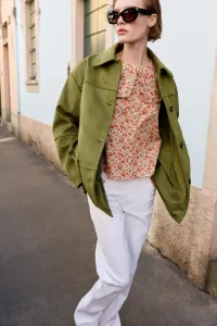 Пальто из искусственной замши Zara, фисташковый