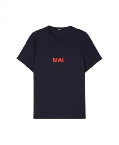 Синяя хлопковая футболка may e semper Aspesi, синий