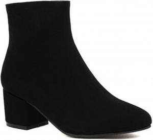 Женские замшевые ботильоны Челси с тубероидной формой, боковой молнией, элегантным заостренным носком, массивным каблуком, нескользящей подошвой, винтажные короткие ботинки для вечера, вечеринки и официальных мероприятий BEDGMDEG, Black