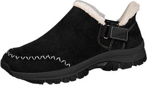 Женские ботинки с меховой подкладкой, теплые зимние сапоги для снега, классические уличные походные ботинки, шнуровка, противоскользящие снежные ботинки Generic, C01-Black