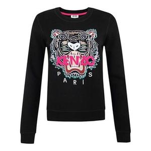 Свитер embroidered tiger head hoodie black Kenzo, черный